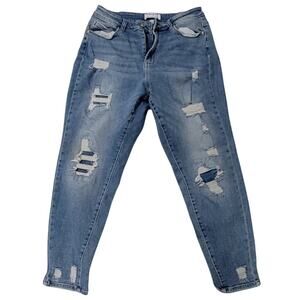 Wax Jeans Women 14 Blue Pants Skinny Distressed boyfriend Denim blue